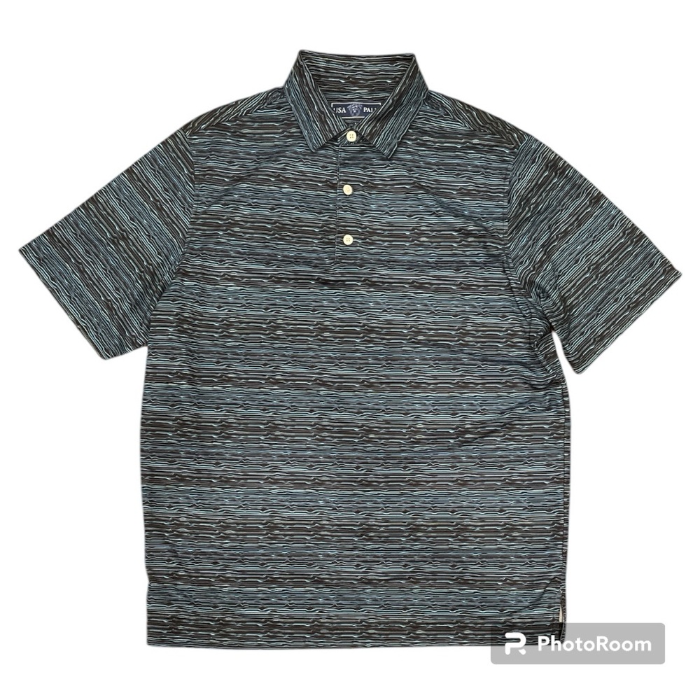 USA Palm Blue Golf Polo Shirt Size Large